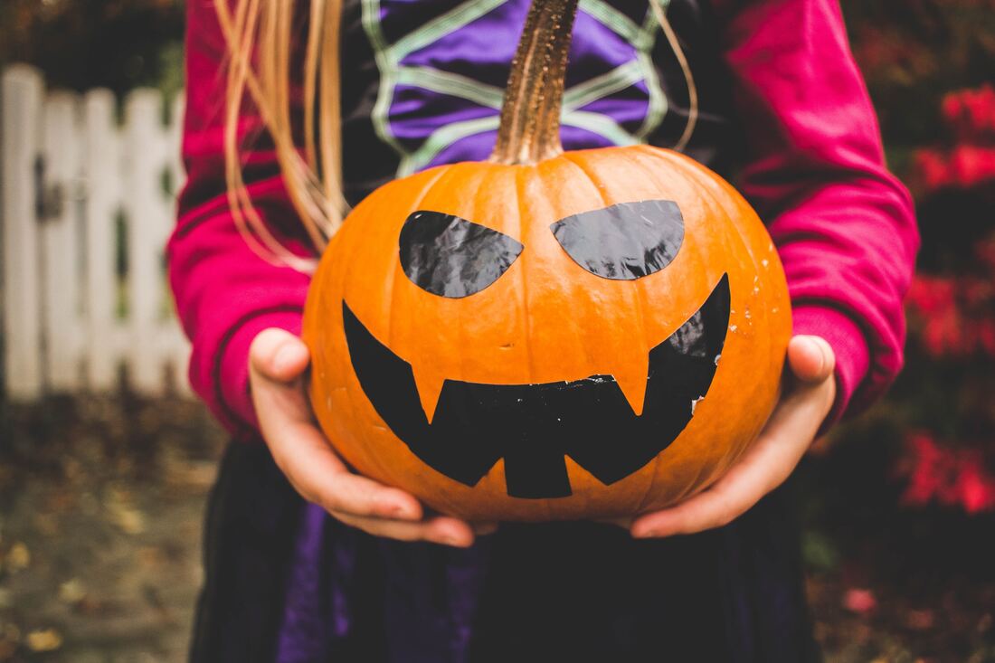 Pumpkins and halloween with adopted or foster child